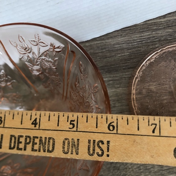 Vtg Federal Glass Pink Sharon Cabbage Rose Covered Candy Dish - Picture 8 of 14